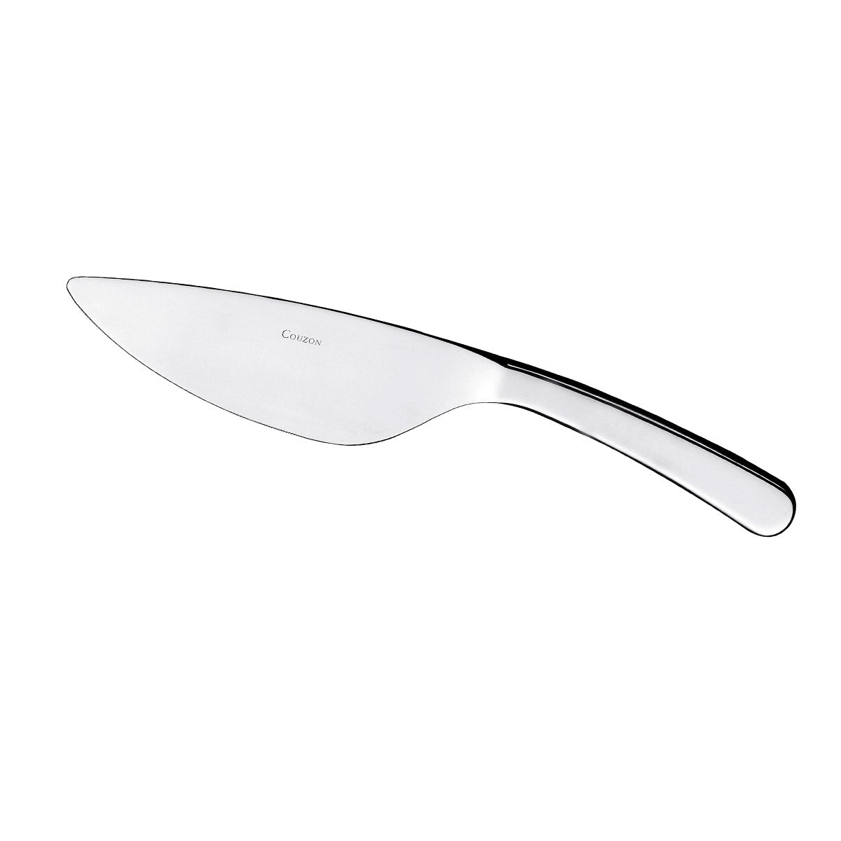 Primer plano de una pala para pastel con mango de diseño.