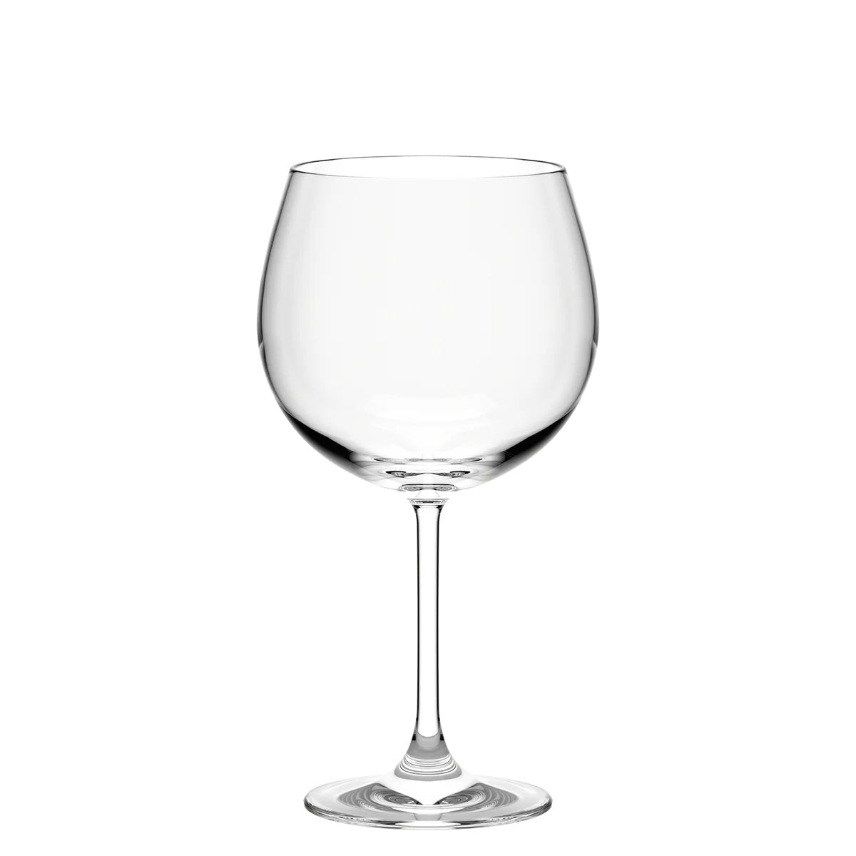 Detalle de la boca cónica y la base estable de la copa de vino Borgoña Weinland, ilustrando su diseño profesional y su alta resistencia mecánica.