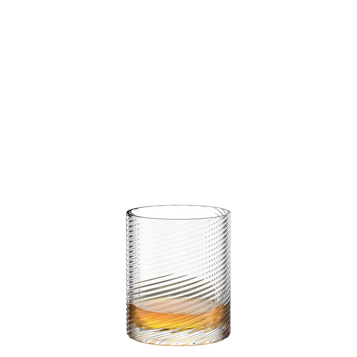 Vaso Berlin D.O.F. servido con un cóctel clásico y hielo de gran formato, destacando su transparencia y diseño fluido.