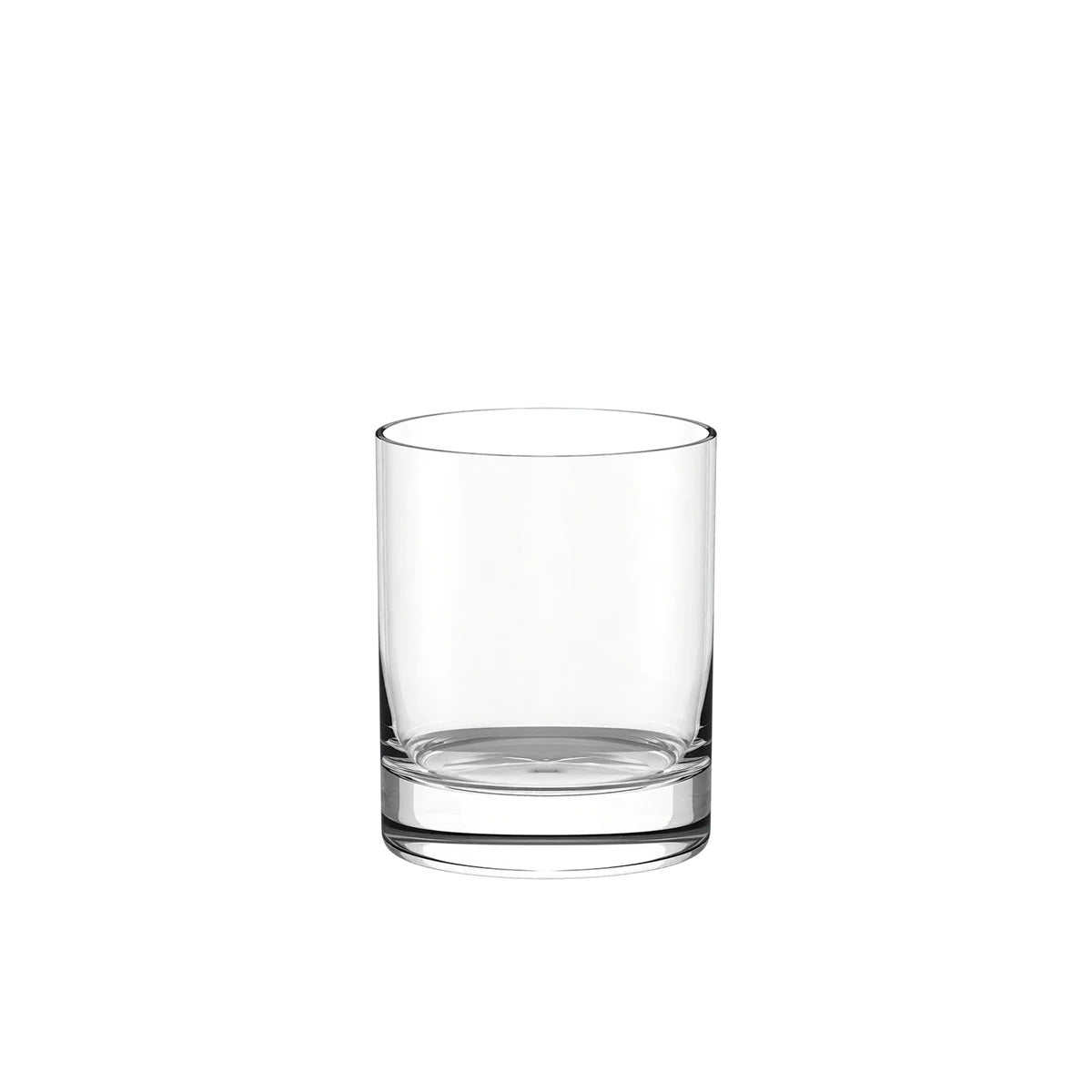 Vaso de whisky D.O.F. de la colección New York Bar de Stölzle Lausitz, mostrando su formato amplio y diseño cilíndrico minimalista en cristal transparente sin plomo.
