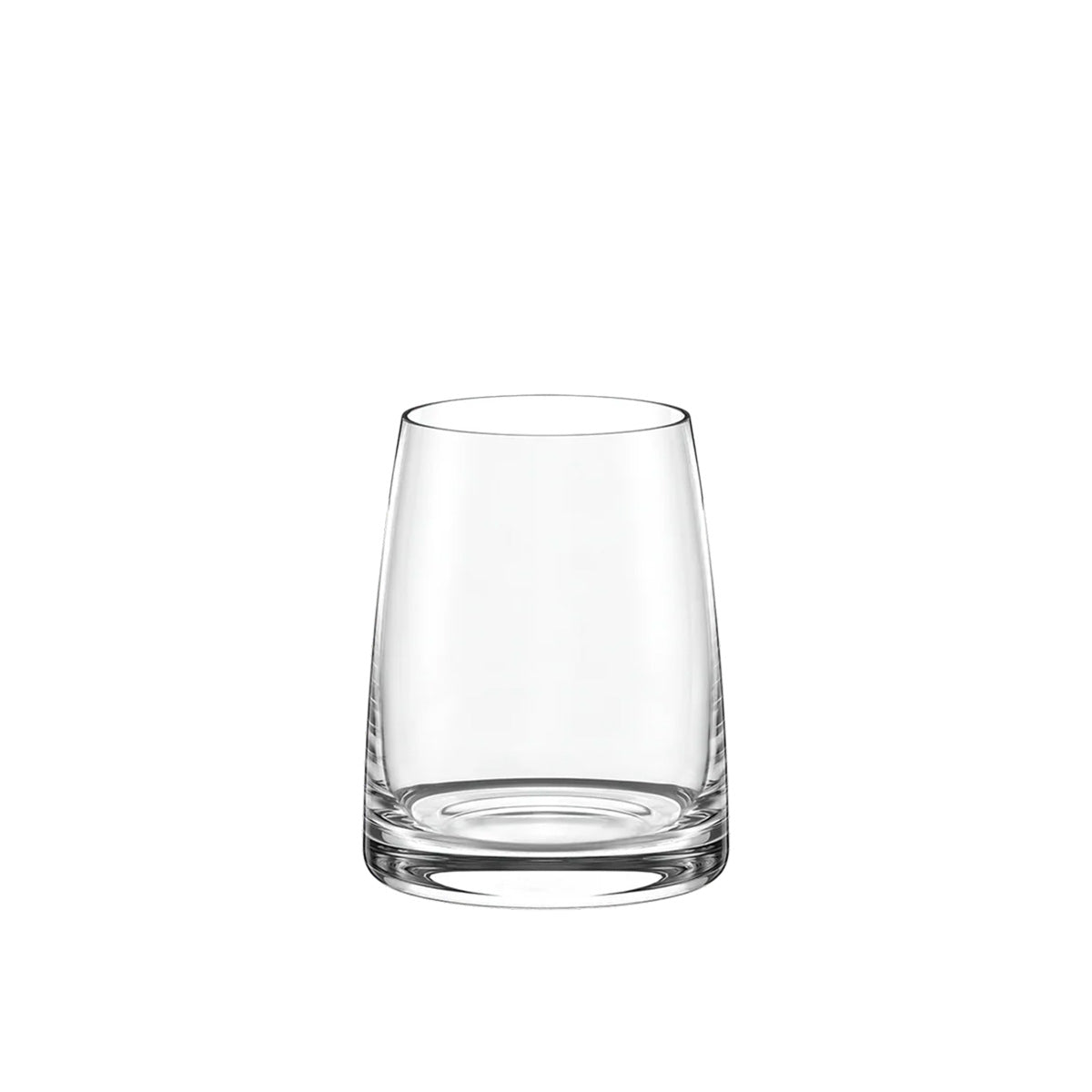 Vaso de whisky D.O.F. Experience de Stölzle Lausitz, mostrando su base ancha y silueta moderna que se estrecha en la boca, en cristal transparente sin plomo.