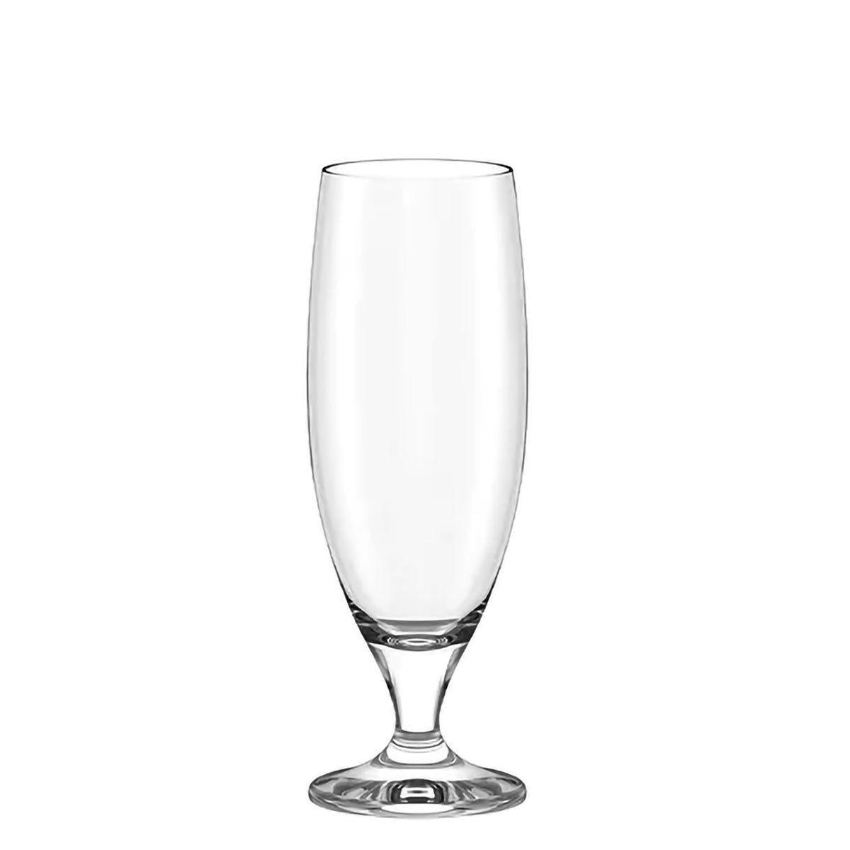 Vaso de cerveza Imperial de Stölzle Lausitz vacío, mostrando su diseño clásico tradicional, cristal grueso y asa lateral robusta.