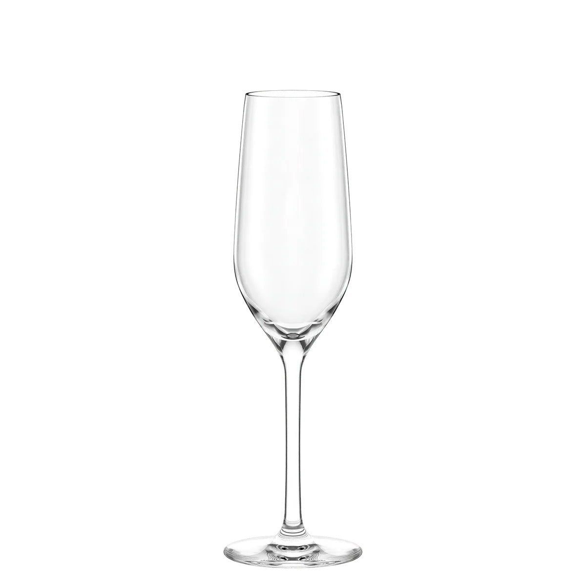 Copa de cava y champagne tipo flauta de la colección Ultra de Stölzle Lausitz, mostrando su diseño estilizado y tallo compacto en cristal transparente sin plomo.