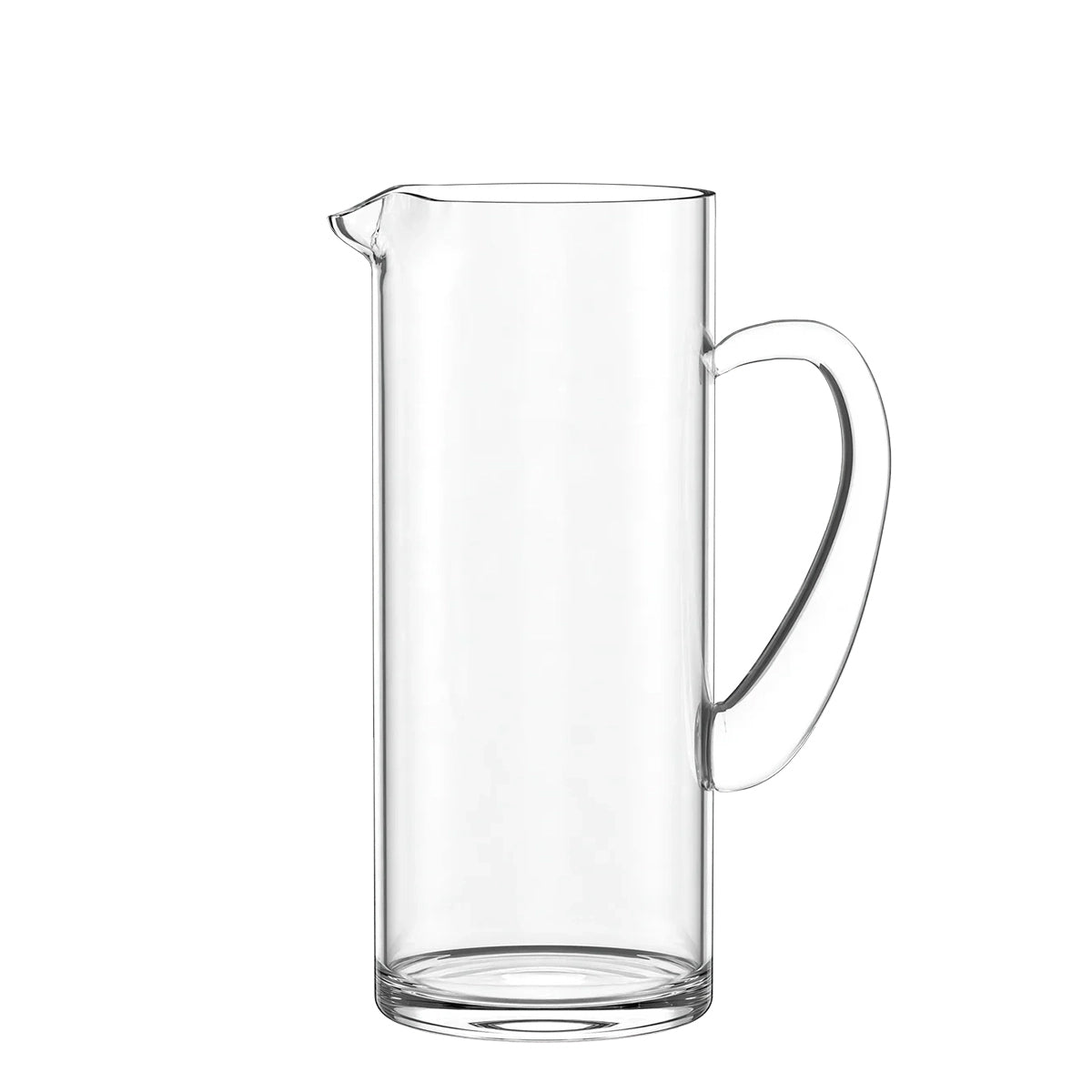 Jarra de cristal clásica de Stölzle Lausitz vacía, mostrando su diseño transparente, asa robusta y pico vertedor de precisión.