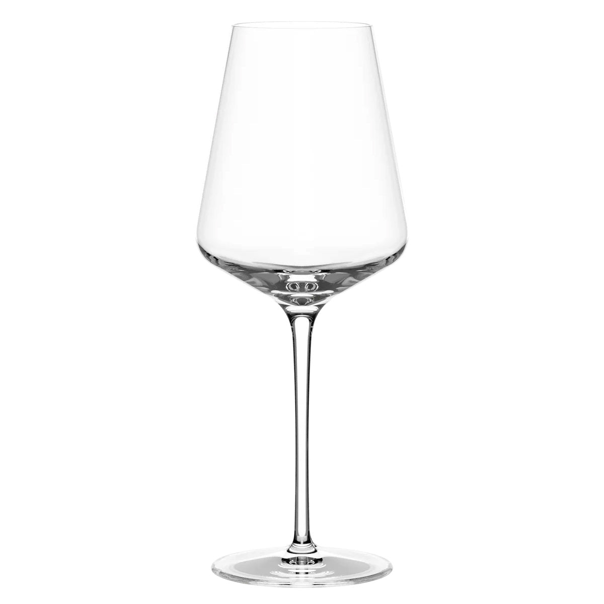 Copa de vino tinto Burdeos de la exclusiva colección Q1 de Stölzle Lausitz, mostrando su diseño soplado a mano en cristal extra fino.