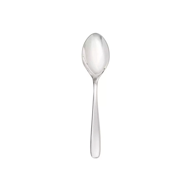Cuchara de postre y sopa ovalada en acero inoxidable 18/10 de la colección Grand City de Fortessa, mostrando su silueta y pulido espejo.
