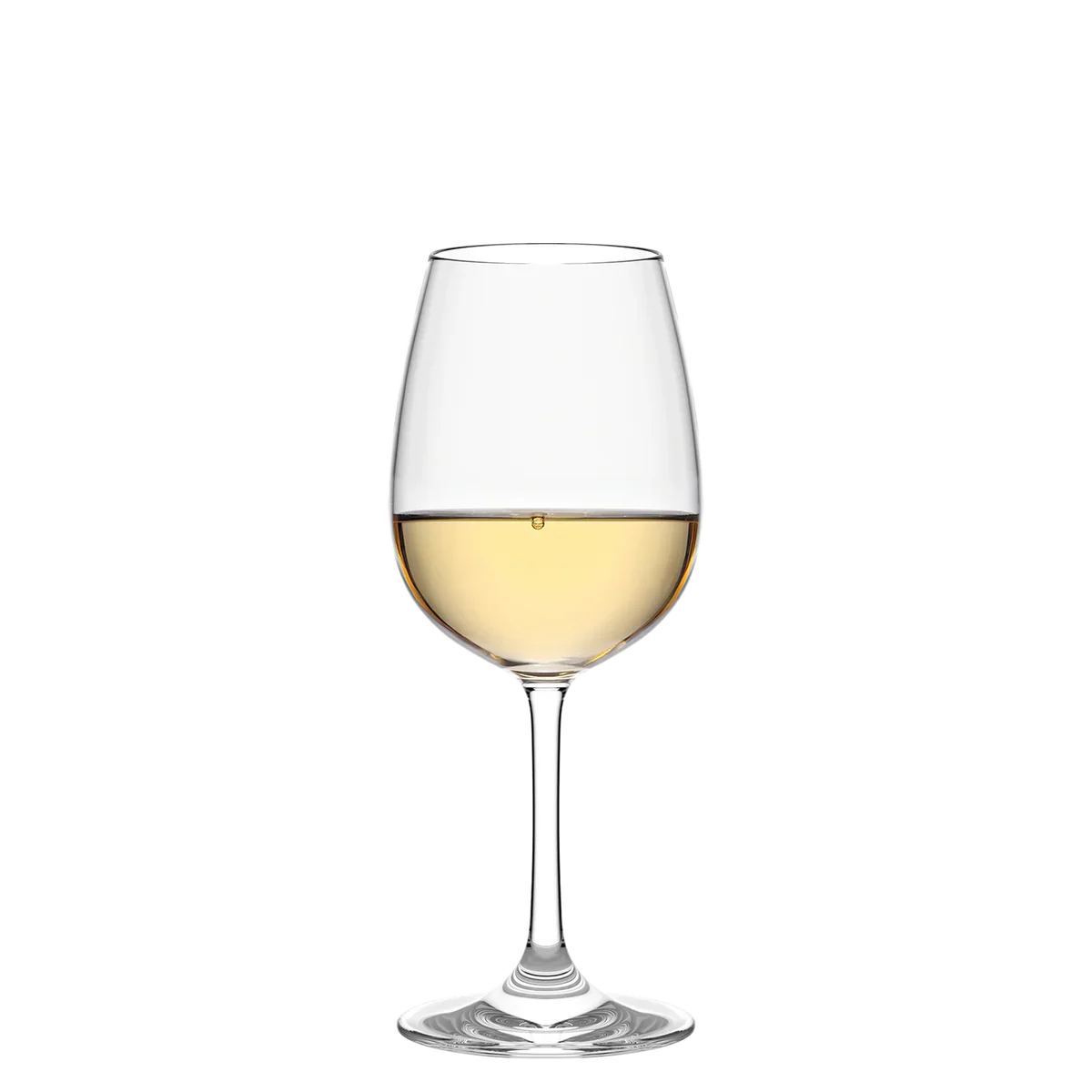 Detalle de la Copa Weinland de Stolzle Lausitz con vino blanco.
