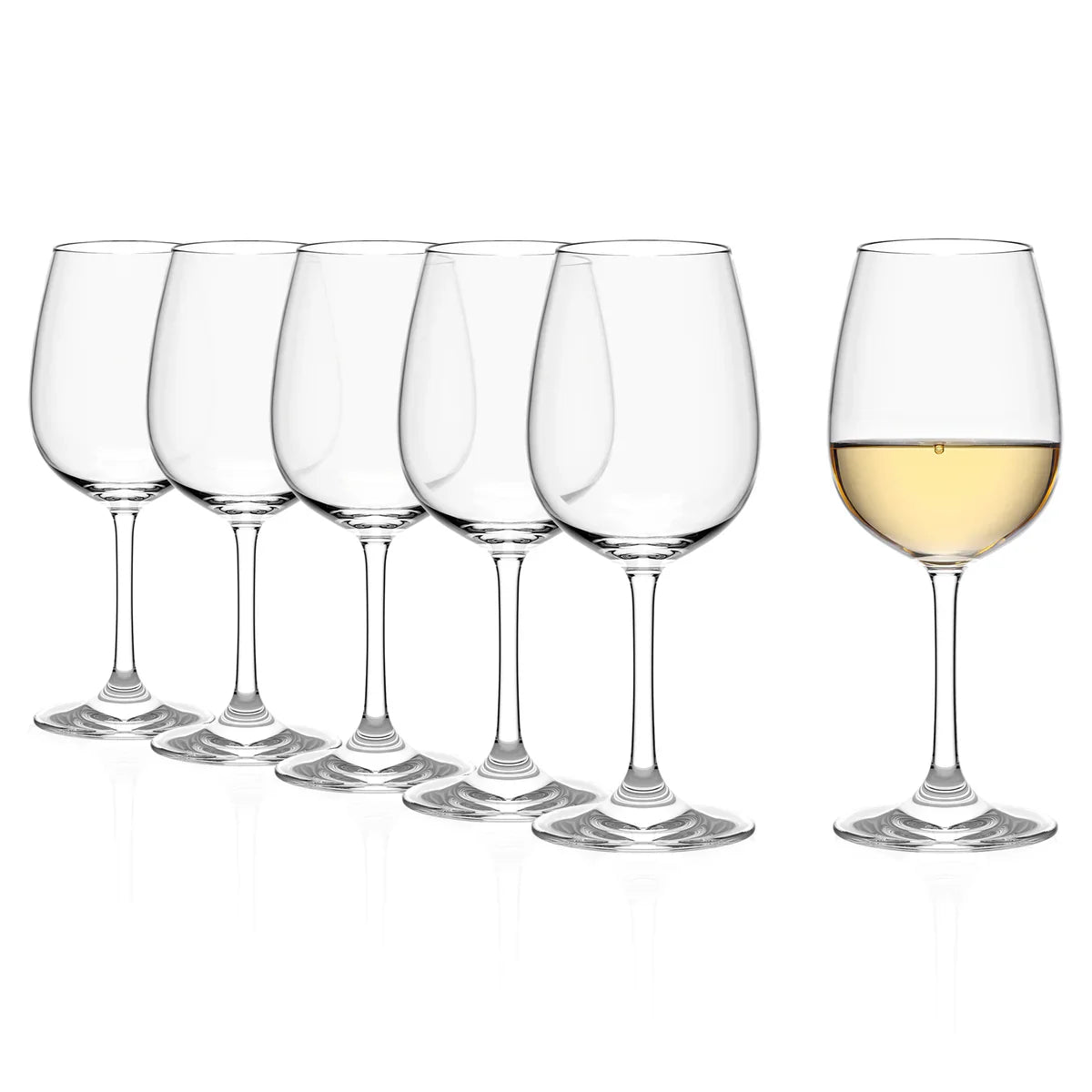 Juego de Copas de Vino Blanco Chardonnay WEINLAND Stolzle Lausitz en mesa elegante.
