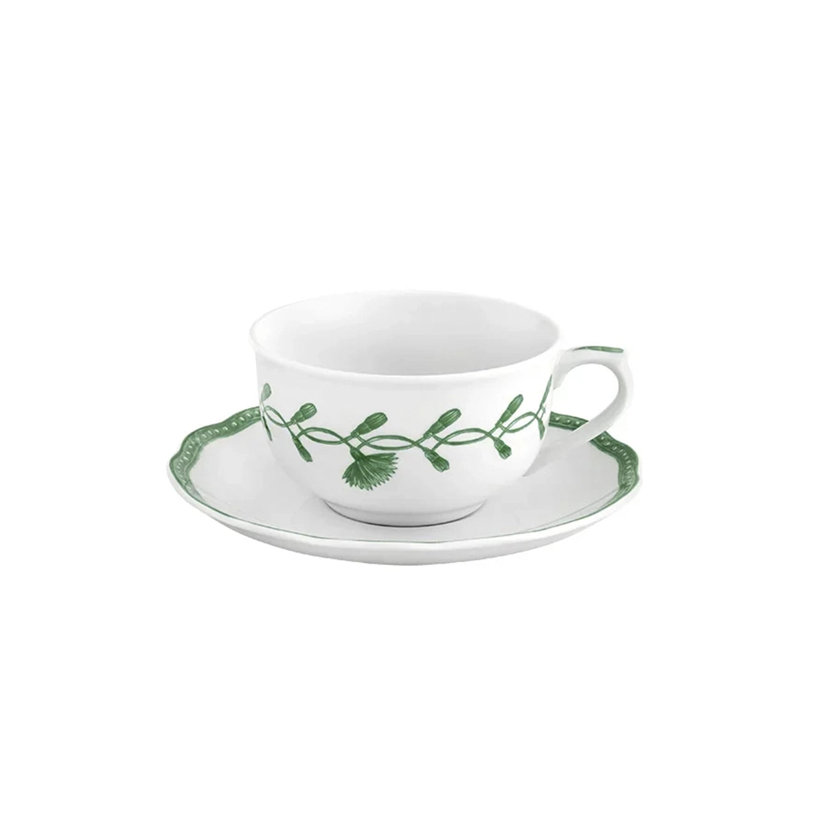 Taza y Plato de 24 cl Jane Verde de Vista Alegre Hotelware. Porcelana técnica de alto tráfico para hoteles y restaurantes.