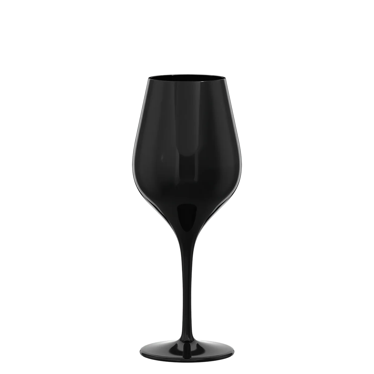 Copa de cata negra de la colección Exquisit de Stölzle Lausitz, mostrando su silueta de tulipán y acabado totalmente opaco.