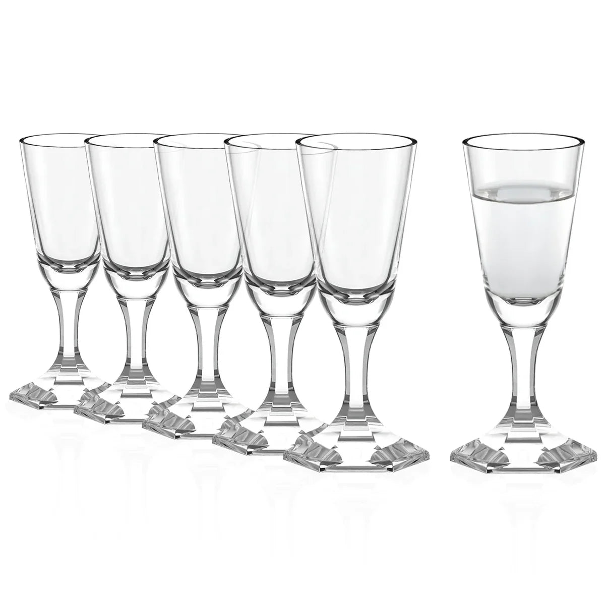 Set de copas de licor Stölzle Lausitz en ambiente de bar.