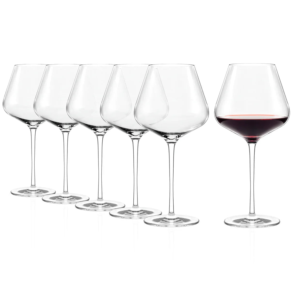 Conjunto de copas de vino tinto Burgundy Quatrophil Stölzle Lausitz en fondo blanco.