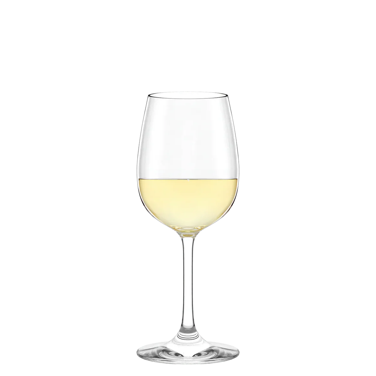 Detalle de la Copa Weinland de Stolzle Lausitz con vino blanco.