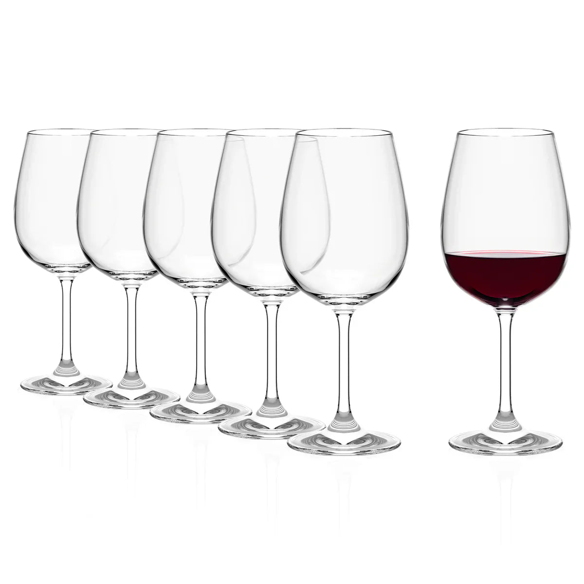 Set de Copas de Vino Tinto Weinland Stölzle Lausitz listas para servir.