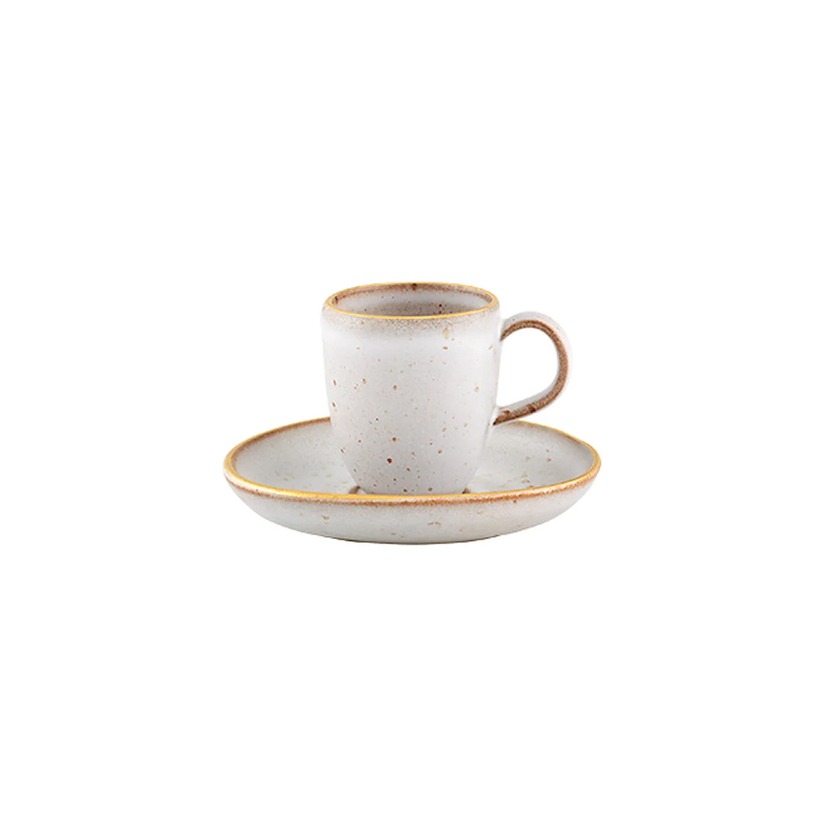 TAZA DE CAFÉ CON PLATO 9CL GOLD STONE WHITE