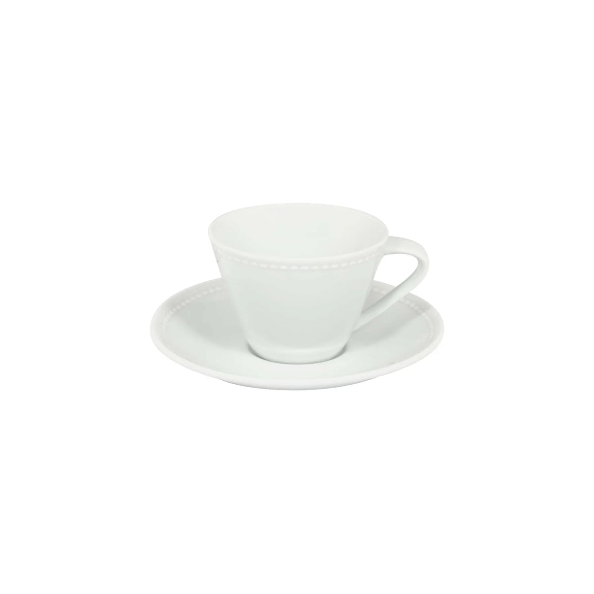 TAZA Y PLATO DE TÉ CÓNICA 21 CL PERLA