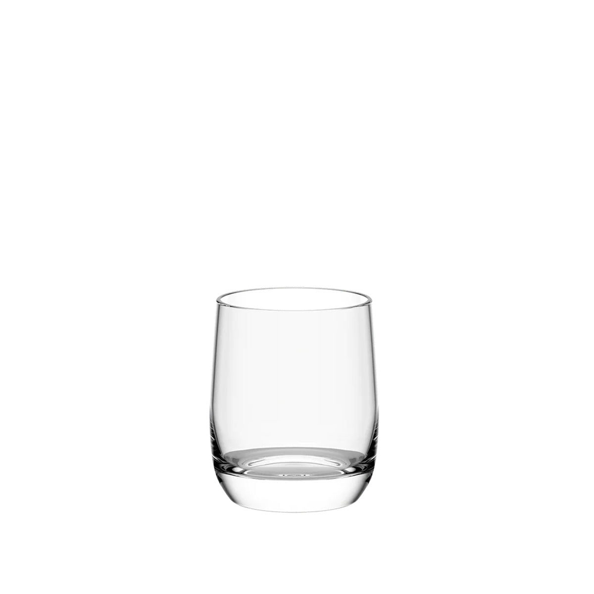 Vaso de whisky pequeño de la colección Weinland de Stölzle Lausitz, mostrando su base sólida y diseño compacto en cristal transparente.