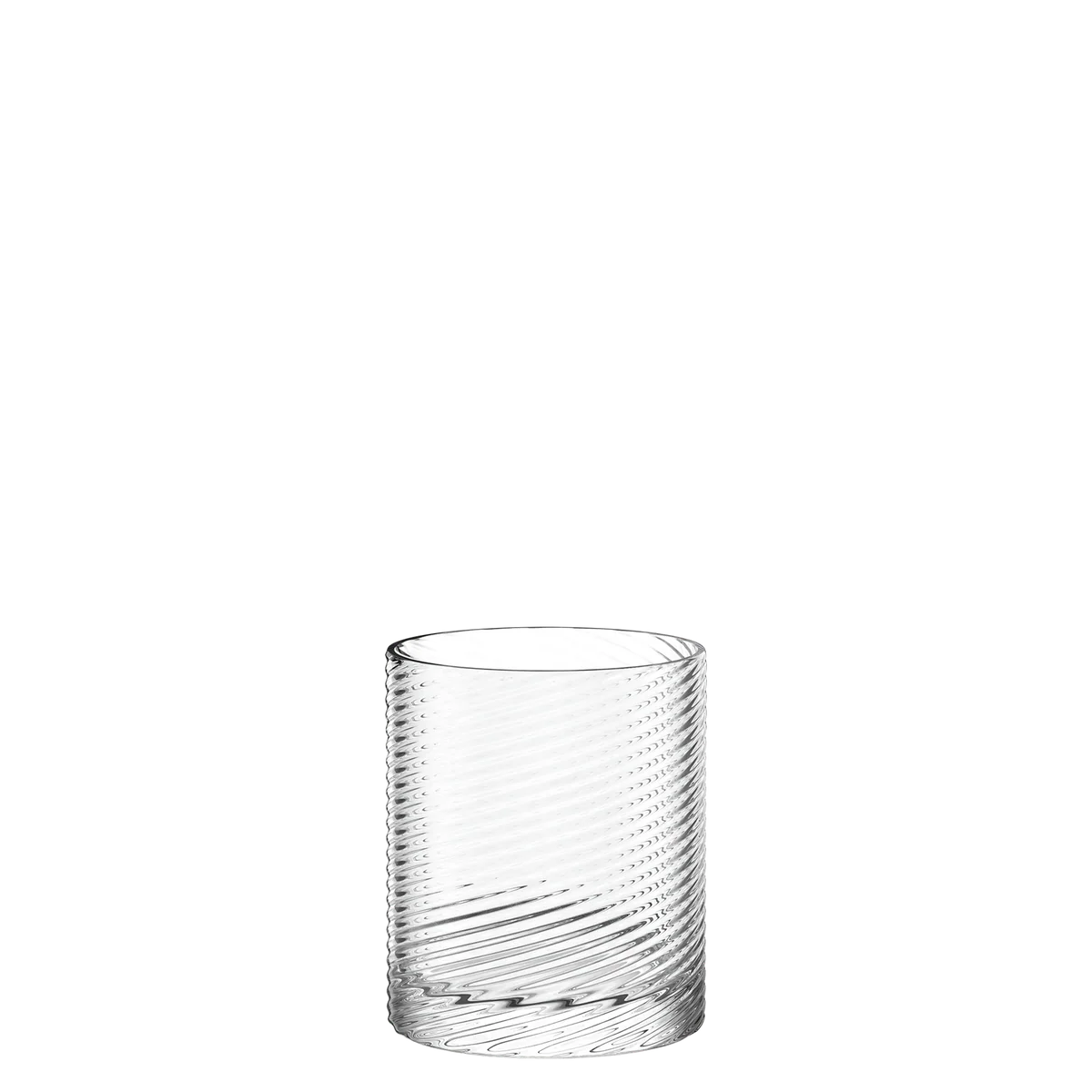 Vaso de whisky D.O.F. de la colección Berlin de Stölzle Lausitz, mostrando su silueta ancha y convexa con base de cristal macizo.