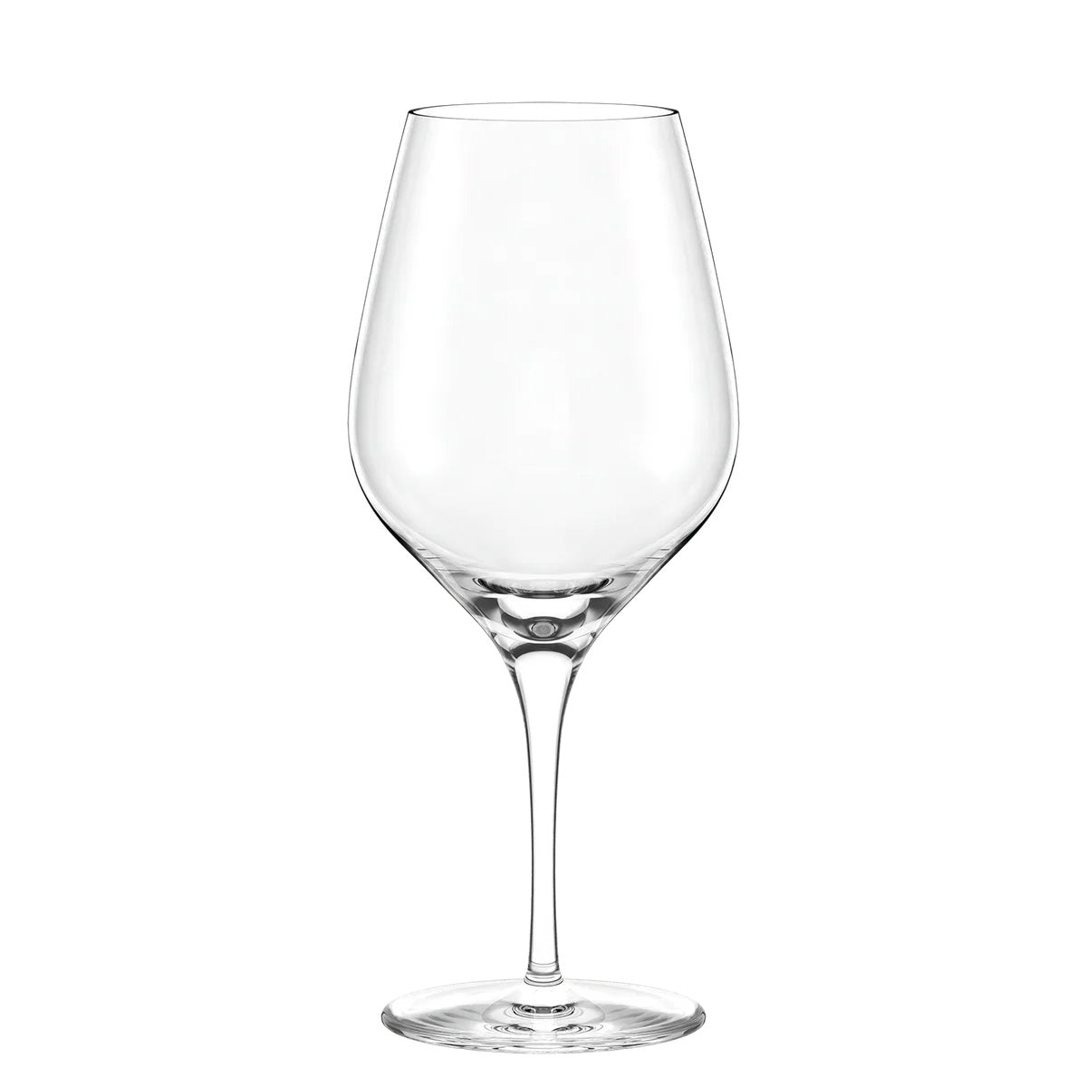 Copa de vino tinto Burdeos de la colección Exquisit de Stölzle Lausitz, mostrando su cáliz de gran volumen y diseño sin juntas en cristal transparente sin plomo.