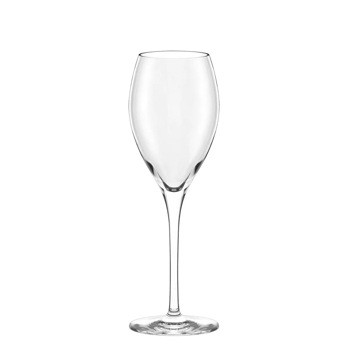 Copa de Champagne de la colección Vinea de Stölzle Lausitz, mostrando su elegante diseño de tulipa redondeada en cristal transparente sin plomo.