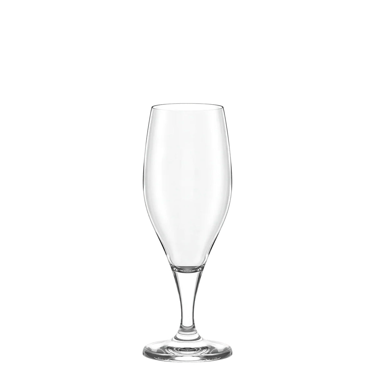 Copa de cerveza Iserlohn de Stölzle Lausitz, mostrando su diseño clásico tipo tulipa y tallo corto en cristal transparente sin plomo.