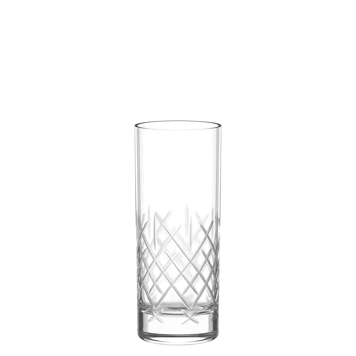 Vaso Longdrink Club de la colección New York Bar de Stölzle Lausitz, mostrando su silueta alta y esbelta en cristal transparente sin plomo.