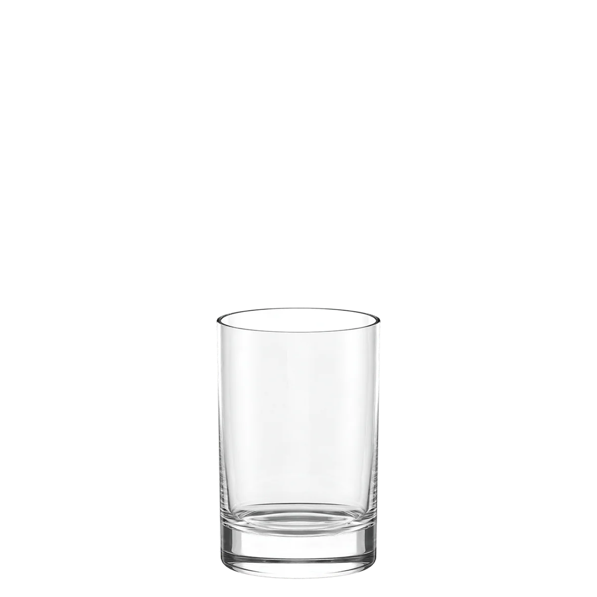 Vaso universal de la colección New York Bar de Stölzle Lausitz, mostrando su silueta cilíndrica y base de cristal macizo.