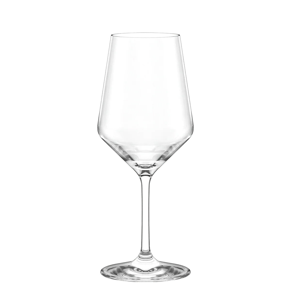 Copa de vino tinto clásico de la colección Revolution de Stölzle Lausitz, mostrando su diseño arquitectónico de líneas rectas en cristal transparente sin plomo.