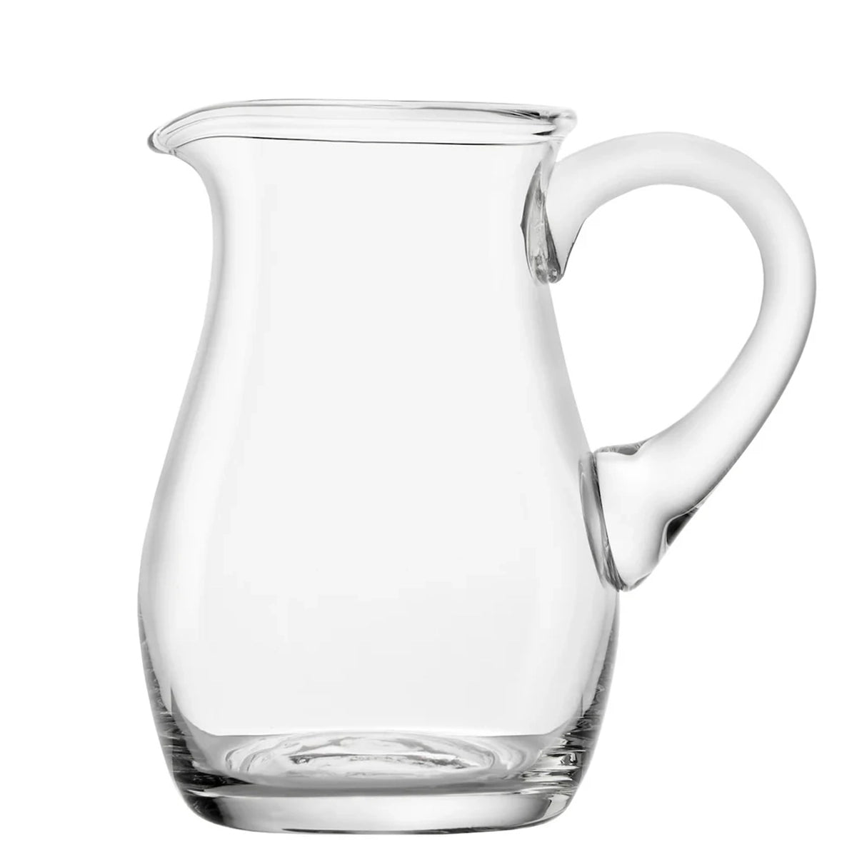 Jarra Exclusiv de cristal de Stölzle Lausitz vacía, mostrando su silueta esbelta, diseño premium y asa ergonómica robusta.