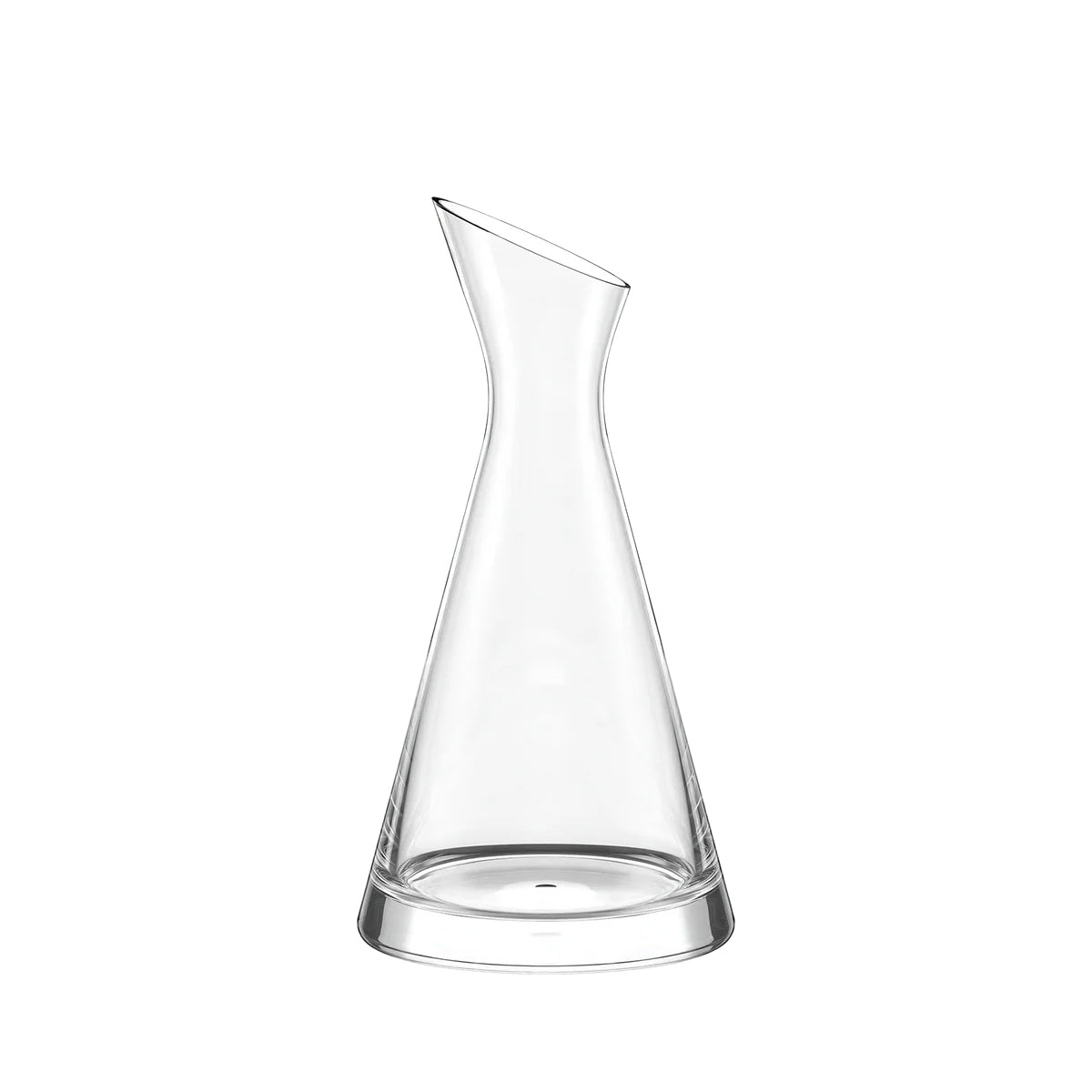 Decantador de cuello inclinado One for All de 0.35 litros de Stölzle Lausitz, mostrando su diseño moderno y minimalista en cristal transparente sin plomo.