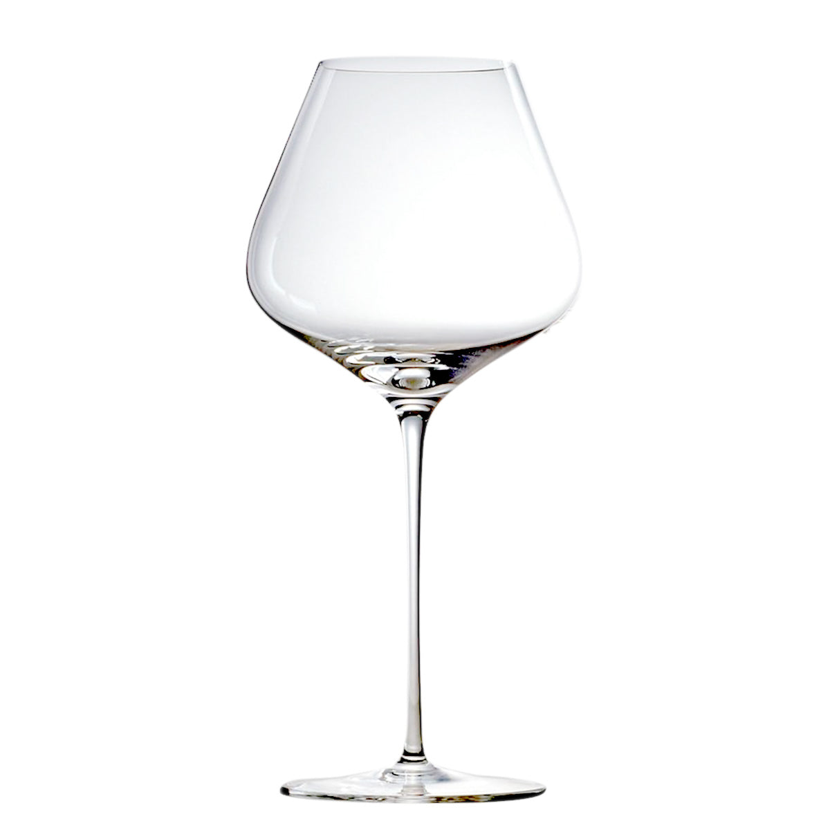Copa de vino de Borgoña de la exclusiva colección Q1 de Stölzle Lausitz, mostrando su cáliz extra ancho soplado a mano en cristal transparente.