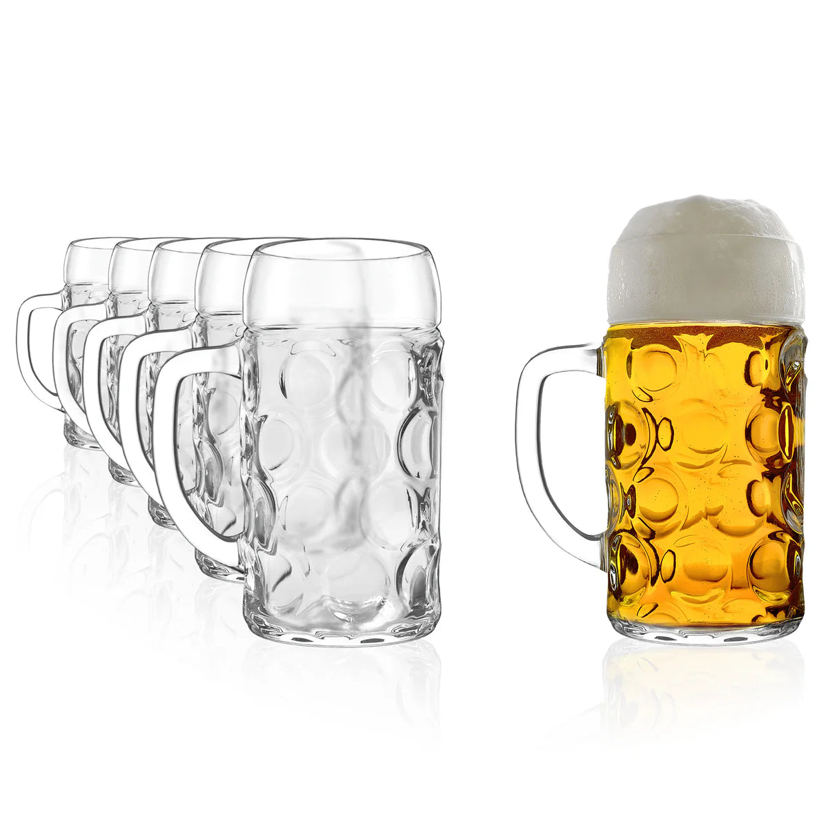 Detalle de la base sólida y el grosor del cristal de la jarra de cerveza Isar, ilustrando su resistencia y acabado profesional.