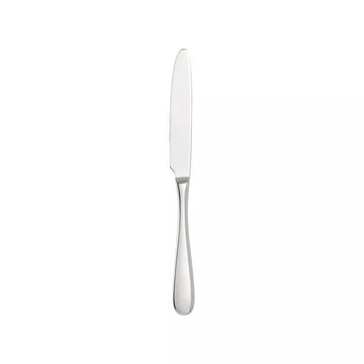 Cuchillo de postre SH (mango sólido) en acero inoxidable de la colección Grand City de Fortessa, mostrando su pulido espejo y escala intermedia.