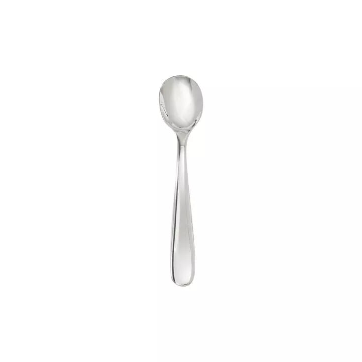Cuchara miniatura para sal o especias en acero inoxidable 18/10 de la colección Grand City de Fortessa, mostrando su pulido espejo y formato nano.