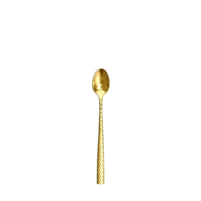 CUCHARA LARGA PARA TÉ HELADO LUCCA FACET BRUSHED GOLD