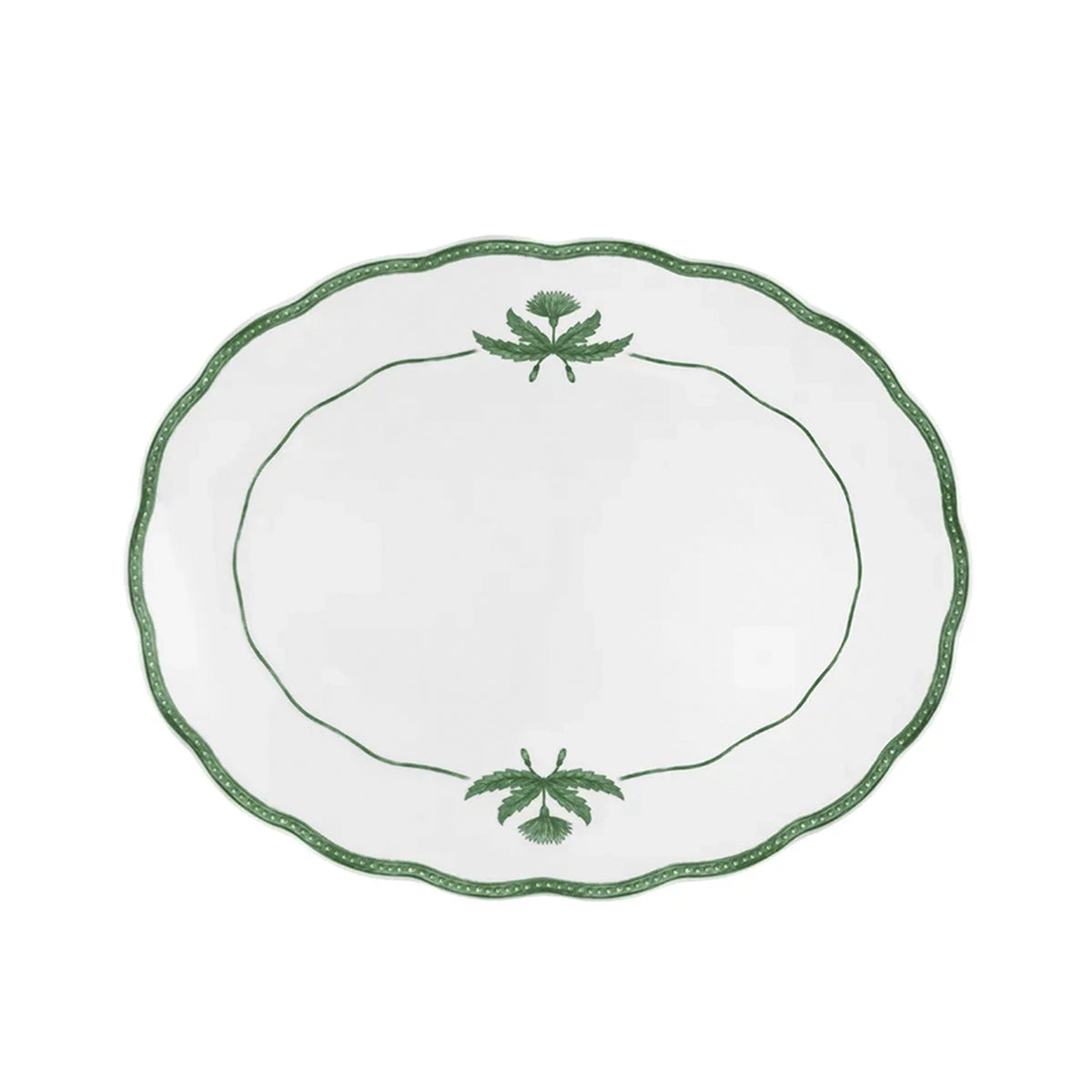 Fuente Mediana Oval de 33 cm Jane Verde de Vista Alegre Hotelware. Porcelana técnica de alto tráfico para servicio y buffet.
