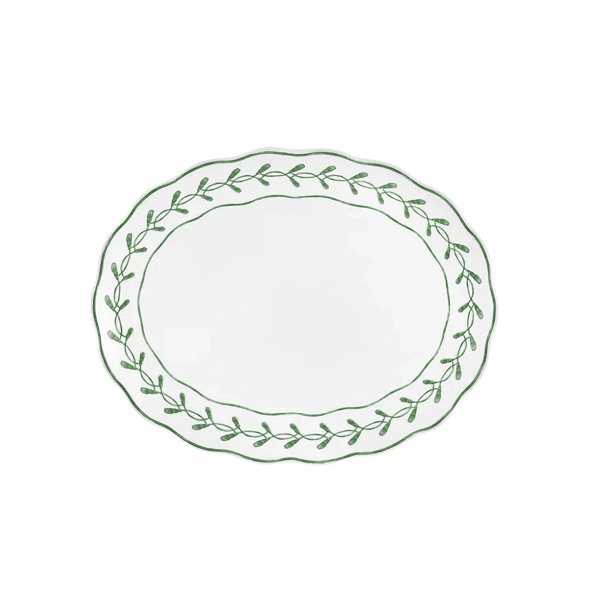 Fuente Pequeña Oval de 28 cm Jane Verde de Vista Alegre Hotelware. Porcelana técnica de alto tráfico para entradas y guarniciones.