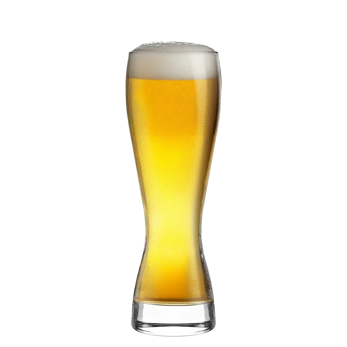 Detalle del Vaso Wheat Beer Stölzle Lausitz con espuma de cerveza.