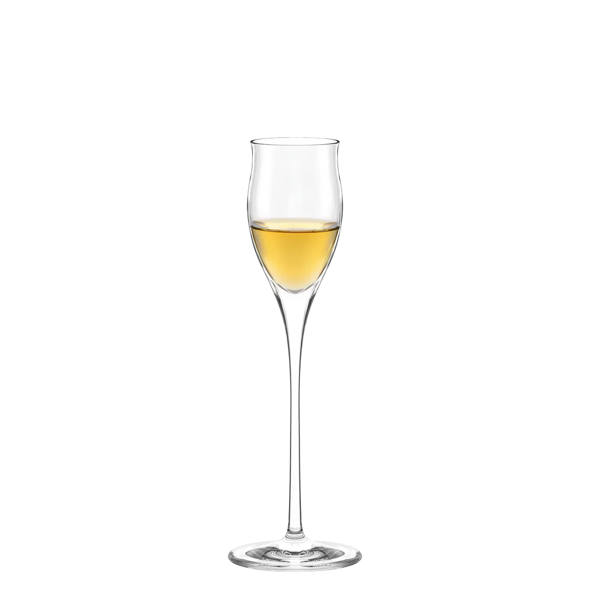 Detalle de la Copa de Licor Quatrophil, mostrando la transparencia del cristal.