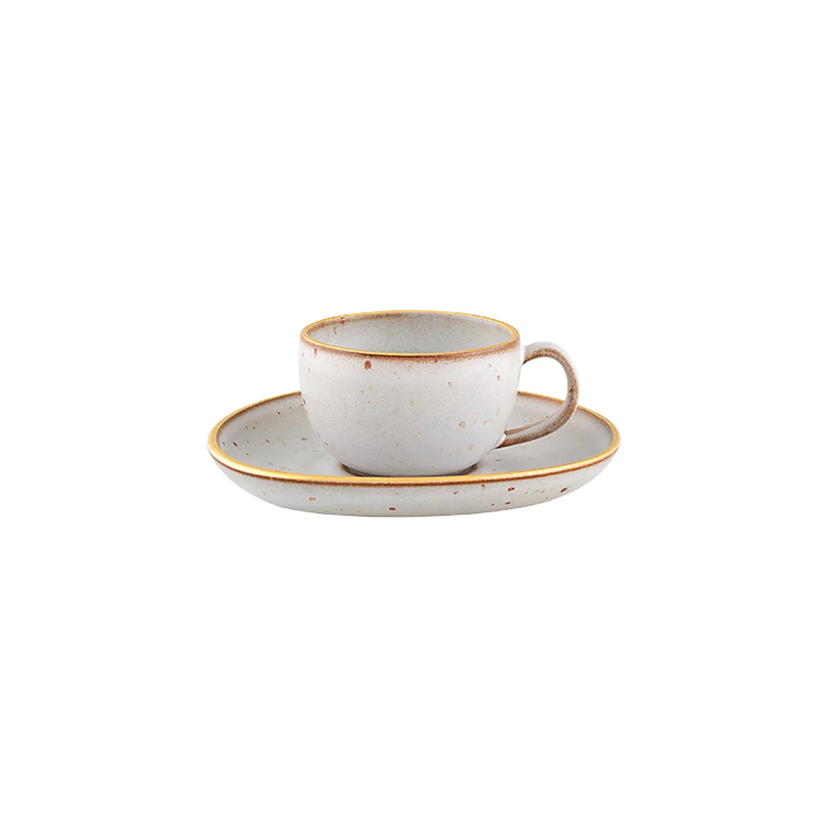 TAZA DE CAFÉ CON PLATO 16CL GOLD STONE WHITE