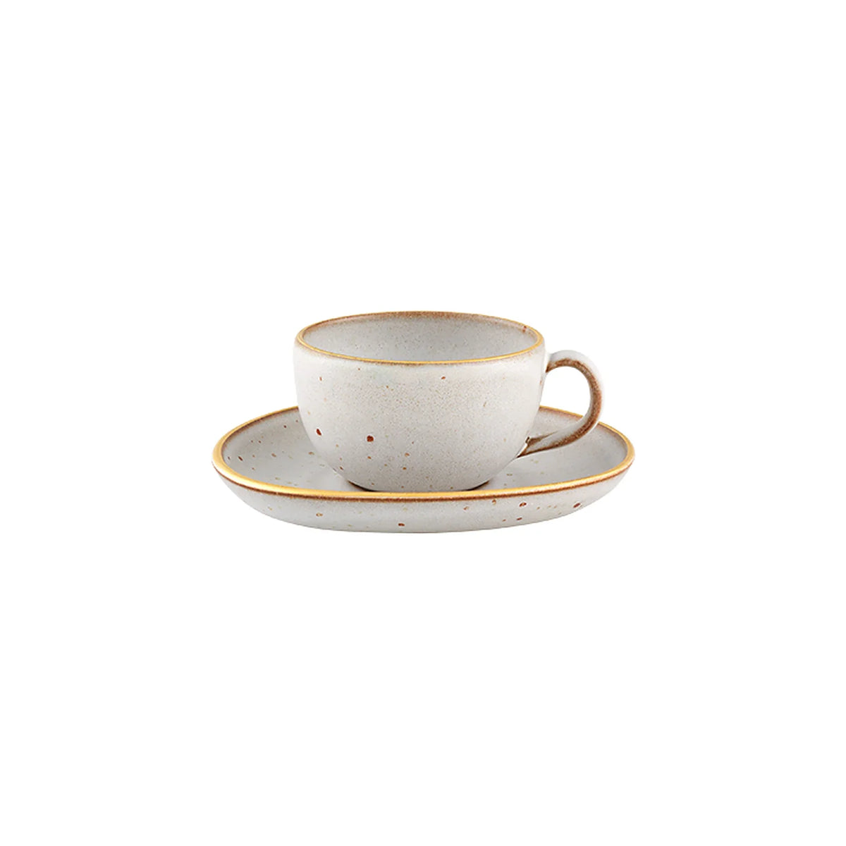 TAZA DE TÉ CON PLATO 21CL GOLD STONE WHITE