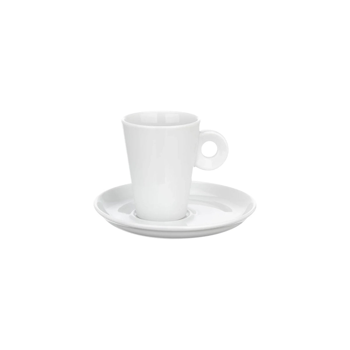 TAZA DE CAFÉ TRIANGULAR CON PLATO OVALADO 8CL OPTIMA WHITE